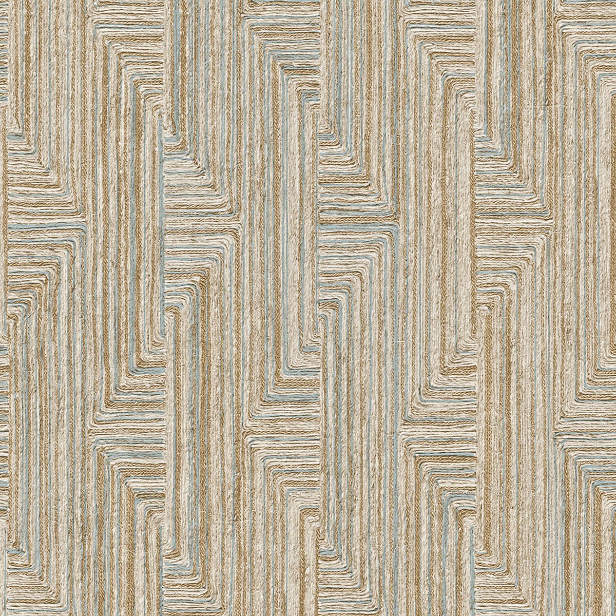 Etnisch behang Profhome SA524015-DI vliesbehang hardvinyl warmdruk in reliëf gestempeld in textiel look en metalen accenten goud petrol parelwit 5,33 m2