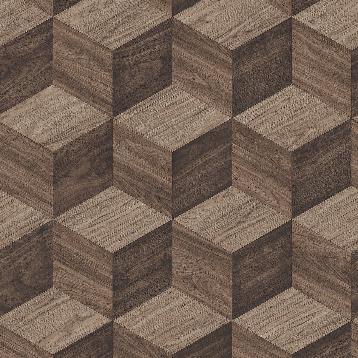 Hout behang Profhome RE521094-DI vliesbehang hardvinyl warmdruk in reliëf gestempeld 3D subtiel glanzend bruin goudbruine sepiabruin beige 5,33 m2