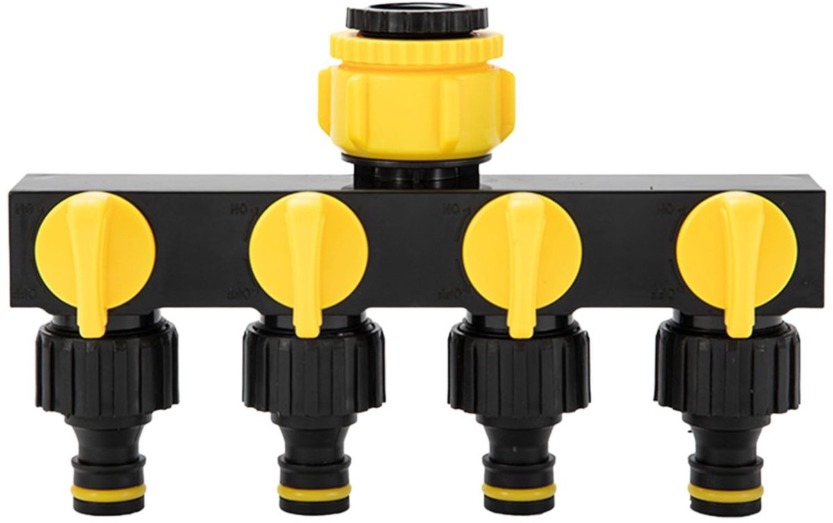 aladdien - 4-weg Ventiel Waterverdeler - Tuinslang Splitser - Voor Buiten en Binnen - Kraakconnector - Waterverdeler voor Tuin en Keuken - Irrigatie