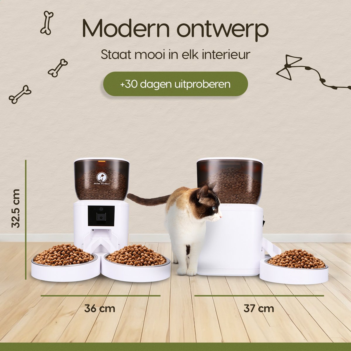 Automatische Voerbak Kat en Hond 4L Premium Upgraded – Slimme Voerdispenser met Camera – Full HD 1080P Night Vision – Two-Way Audio – RVS Dubbele en Enkele Voerbak – App-bediening – Voerschema Instellen – Prime AnimalZ – Wit thumbnail 6