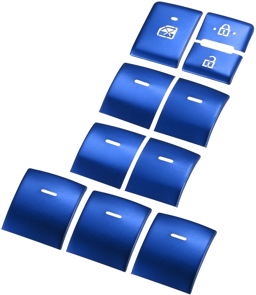 aladdien - Raam Schakelaar Knop Cover - 10 Stuks - Eenvoudige installatie - Blauw - Auto-accessoires - Compatibel voor Toyota C-HR 2018-2022