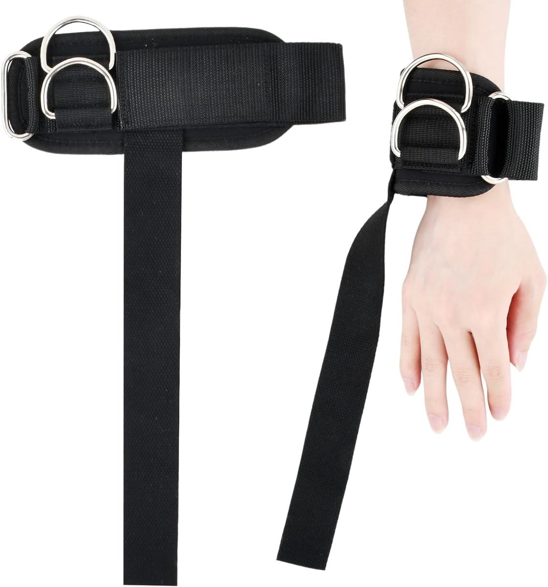 2 Stuks Gewichthefslingers met D-Ringen, Antislip Polsbanden voor Intensieve Training, Ideaal voor Bodybuilding en Deadlifting