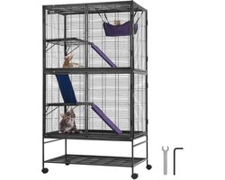 Archi Rollende hamsterkooi – Dierenkooi - Knaagdieren - 4-Laags – Hamsters - Cavia’s - Chinchilla’s – Zwart - 45.5 x75.5 x 175.5 cm