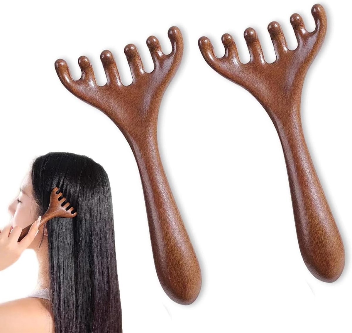 5 Aanraaktherapie Kammassage - Zes-Klauw Meridianen Massagekam voor Hoofd en Nek, Gua Sha voor Ontspanning en Spanning Verlichting