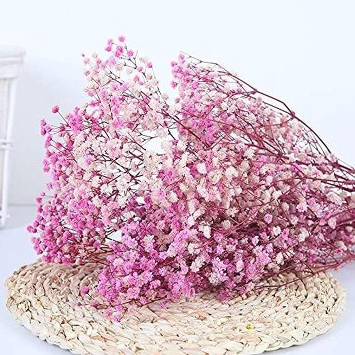 Gedroogde bloemen - Gipsophila boeket - Huisdecoratie - Natuurlijk en duurzaam - 40-55cm 80g - Roze paars