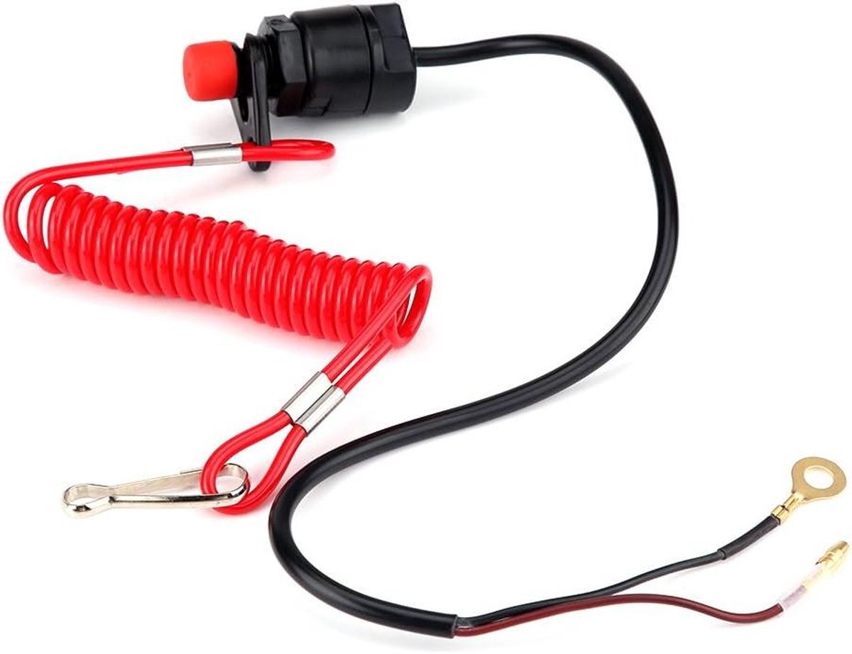 Noodstop Schakelaar - Motor Uitschakelaar - Motor Veiligheid - Universele Pasvorm - 70cm Kabel - Zwart