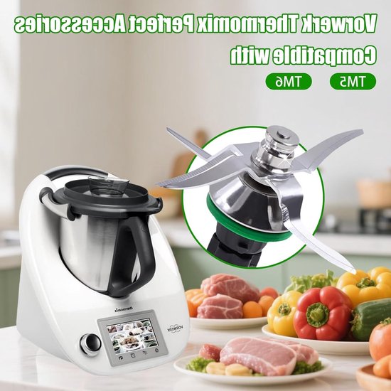RVS vervangend mes voor Thermomix TM5 TM6, inclusief afdichtring, ideaal voor smoothies en soepen van Merkloos — afbeelding 5