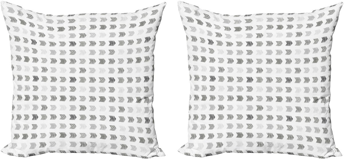 ABAKUHAUS decoratieve kussenhoes met grijze pijl, 2 stuks, Modern Accent dubbelzijdige digitale print, 40x40 cm, antracietgrijs