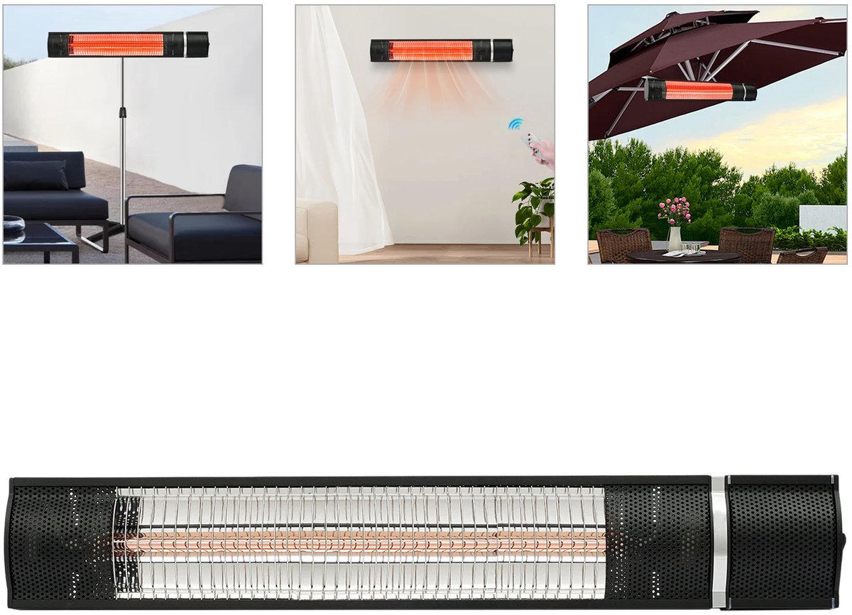 CYRO - Infrarood Heater - Infrarood Kachel - Infrarood Verwarming - met Afstandsbediening en Statief - 3 Niveaus Vermogen - Zwart – foto 4