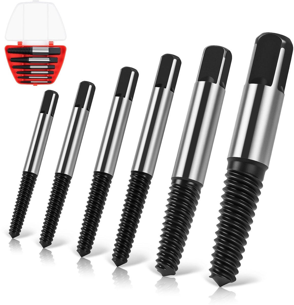 aladdien - Set voor Verwijderen van Beschadigde Schroeven - Extractor Bits - Voor het veilig verwijderen van strippende schroeven - 6-delig - Geschi...