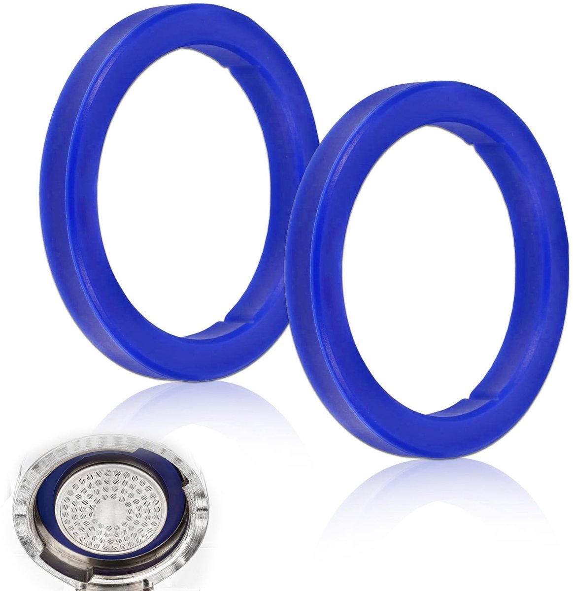 EGoods - Siliconen afdichtingen voor espressomachine - Verbeterde O-ring - Hoge kwaliteit - Langere levensduur - Afdichtingsprestaties - Blauw - 73 x 57 x 8,5 mm