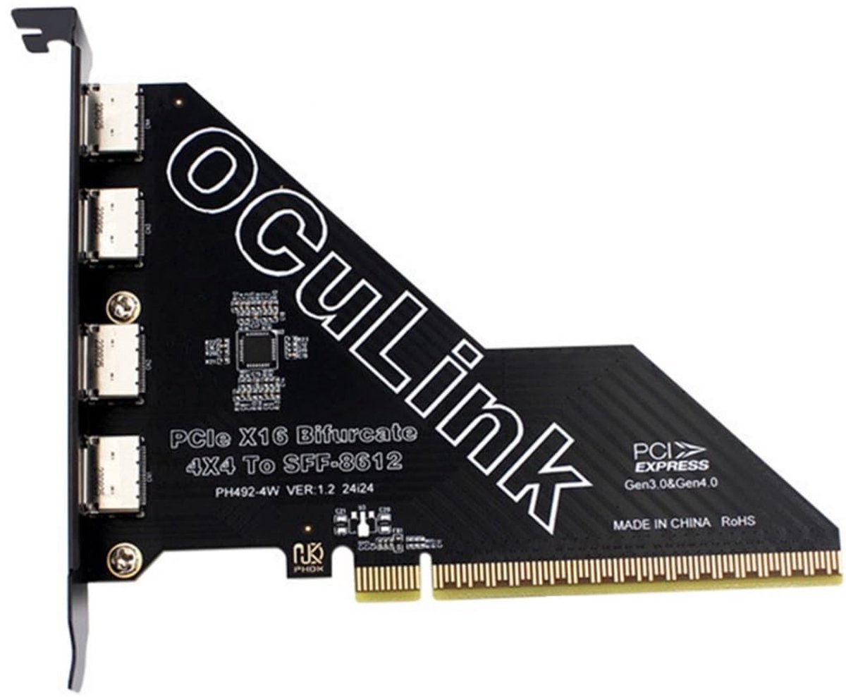 aladdien - PCIe 4.0 X16 Adapter - 4-poorts uitbreidingskaart - SFF-8611/8612 compatibiliteit - snelle dataverbinding - ideaal voor gaming - uitbreid...
