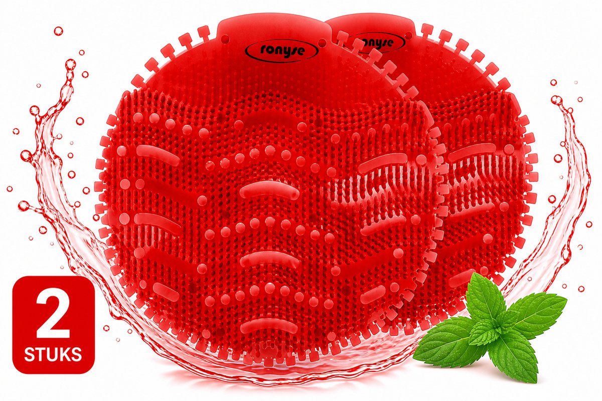 Urinoir Matten - Urine Mat - 2 Stuks - Rood - Anti spat mat WC - Toilet Mat - Duo verpakking - Frisse geur - Anti Splash Mat - Wc Rooster - Urinoir Rooster