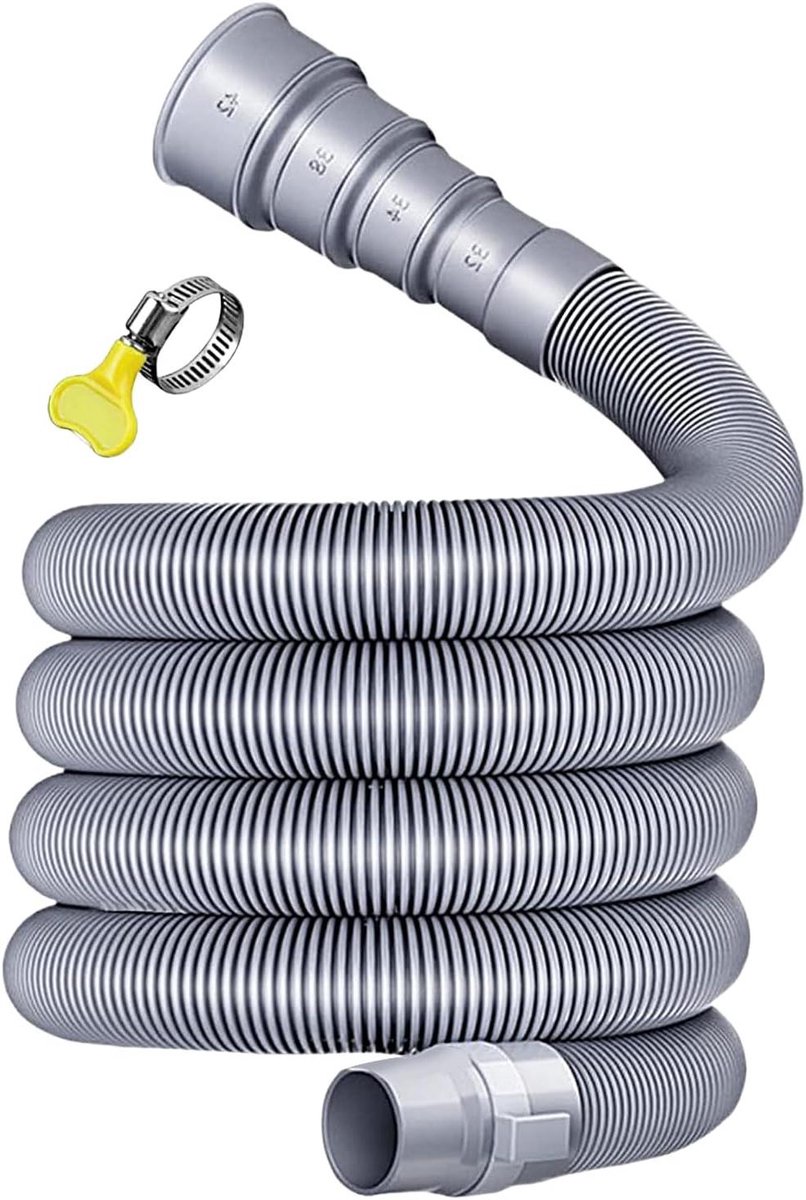 Afvoerslang Set - Drainageslang Caravan - Afvalwater Afvoeren - Verstelbare Adapter - 3 tot 5 Meter - Grijs
