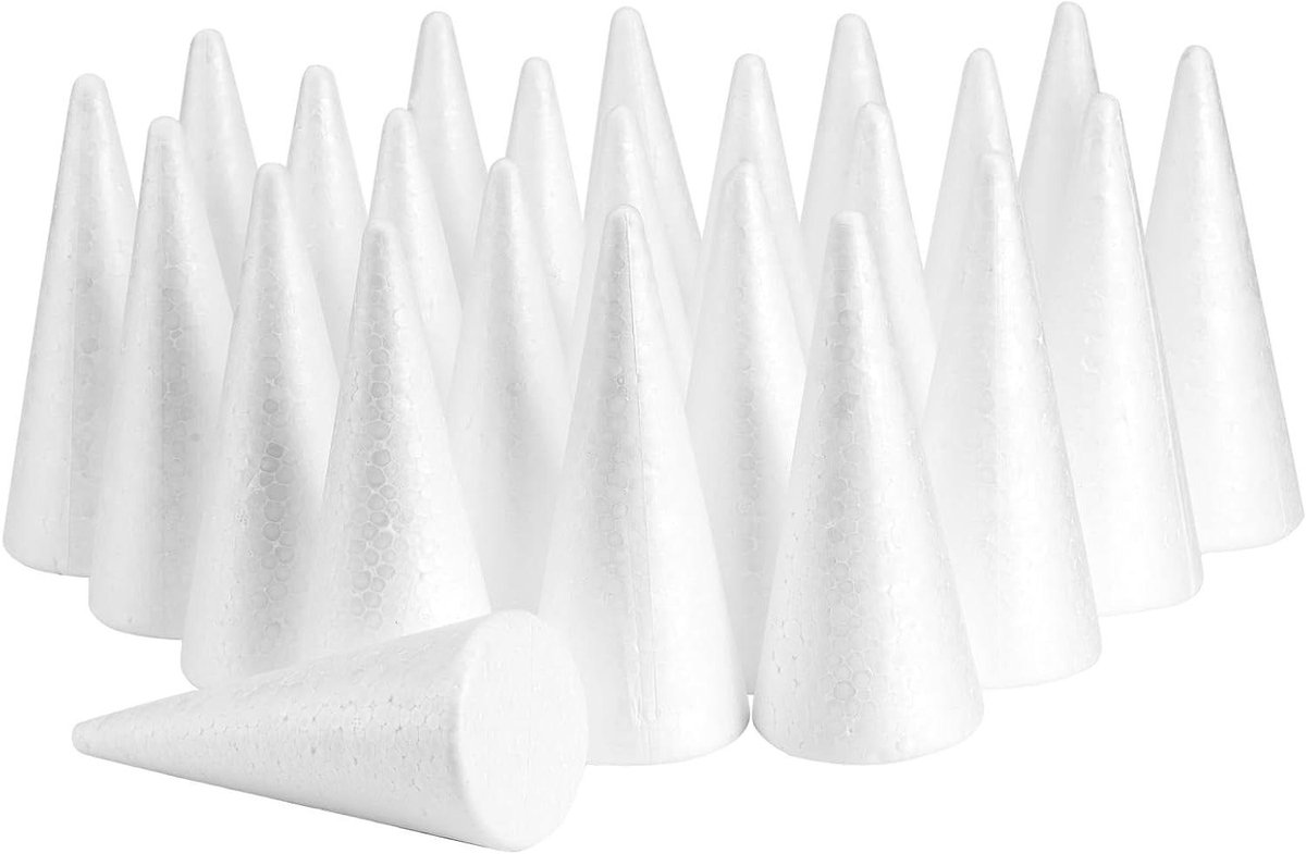 Schuimkegels Knutselen - Ambacht Kegels - Doe-het-zelf Projecten - Duurzaam Schuim Materiaal - 24 Stuks 15 cm - Wit