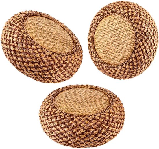 Rond Vloerkussen - Japans Tatami - Ontspannen Zitten - Handgeweven Natuurlijk - 40x40x17cm - Koffie — afbeelding 4
