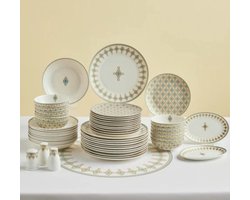 Karaca Forever Dorothy - 53-Delig Servies – 12 Persoons – New Bone Serviesset – Dinerborden Kommen…