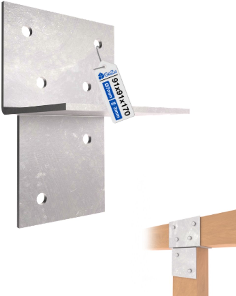 GeZu Impex Houtverbinding T-Stuk 91 × 91 mm – Thermisch Verzinkt