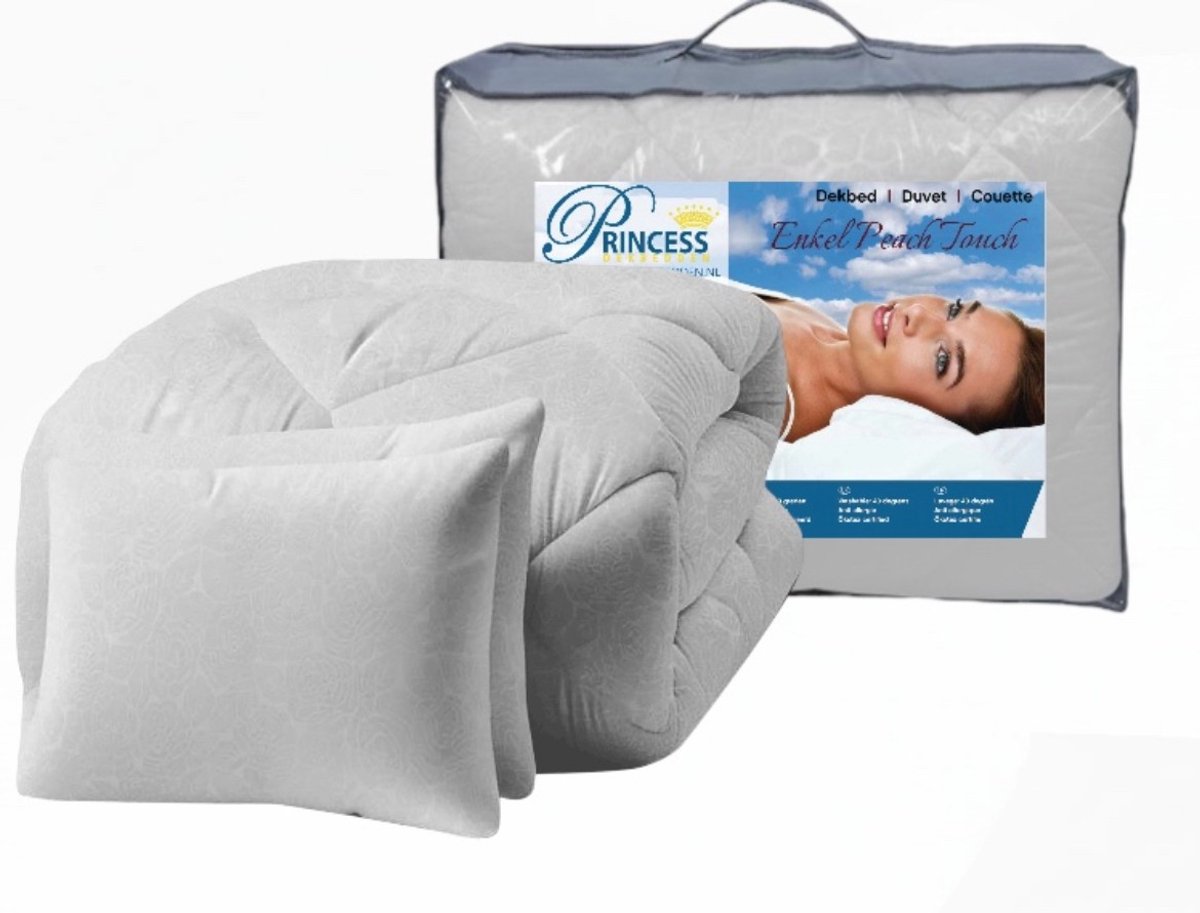 PrincessDekbed EazyDekbed - Dekbed Zonder Overtrek 1-persoons XL 140x220 - Grijs - Luxe Reliëf Bloemenpatroon - Anti-allergie - Wasbaar & Strijkvrij - Incl. 1 Kussensloop 60x70 cm