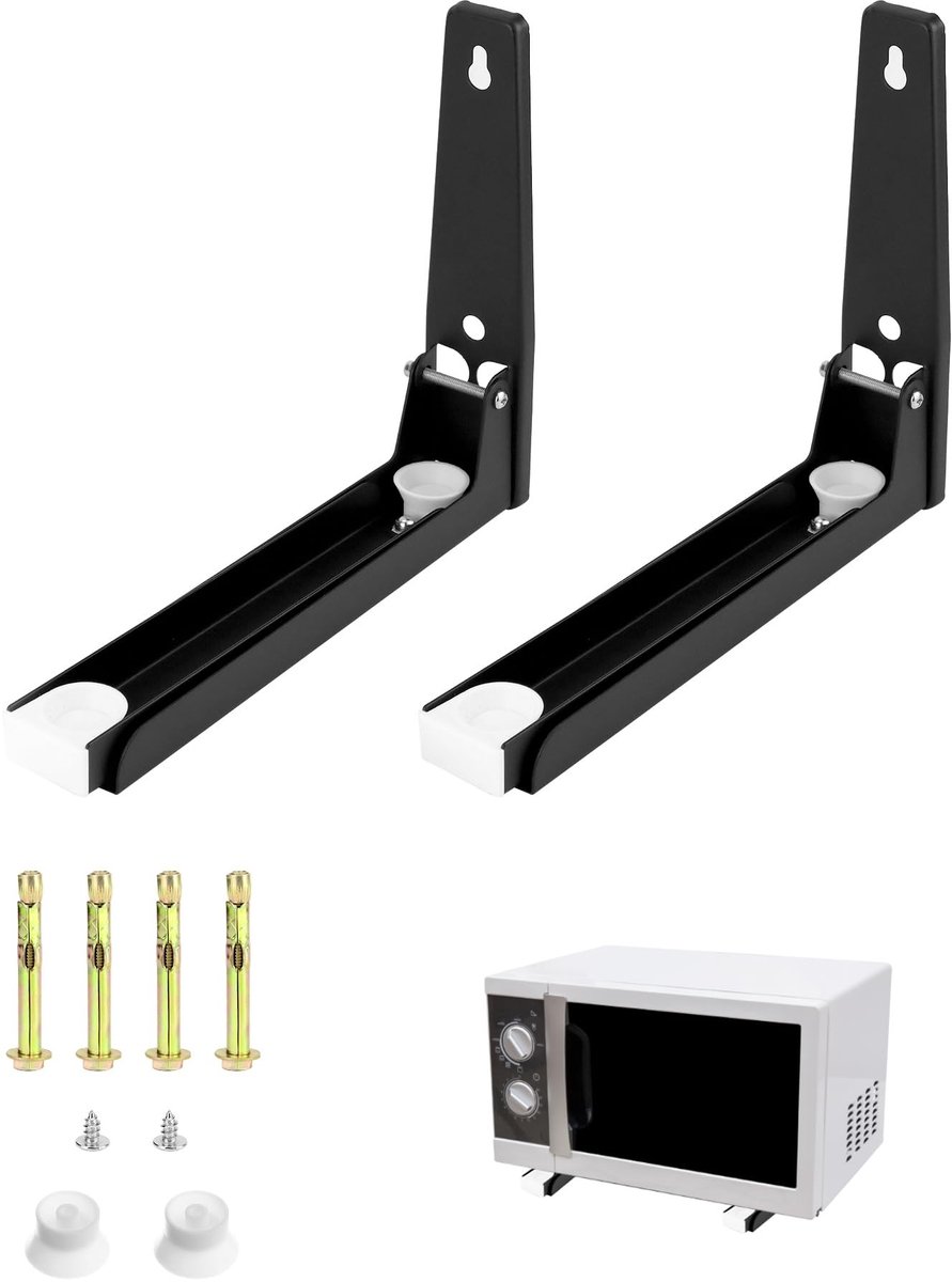 Allecto Magnetron Muurbeugel Wandmontage Robuust en Duurzaam Zwart Telescopische Armen Voor de meeste magnetrons Inclusief Bevestigin