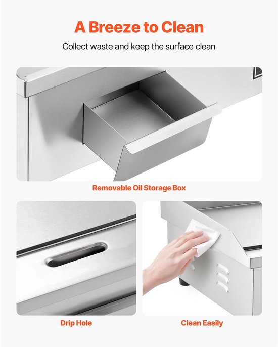 Innovastore Grillplaat - Bakplaat - Grill - Elektrische bakplaat - Kookplaat - Verstelbare temperatuurregeling - 2000W - RVS — afbeelding 3