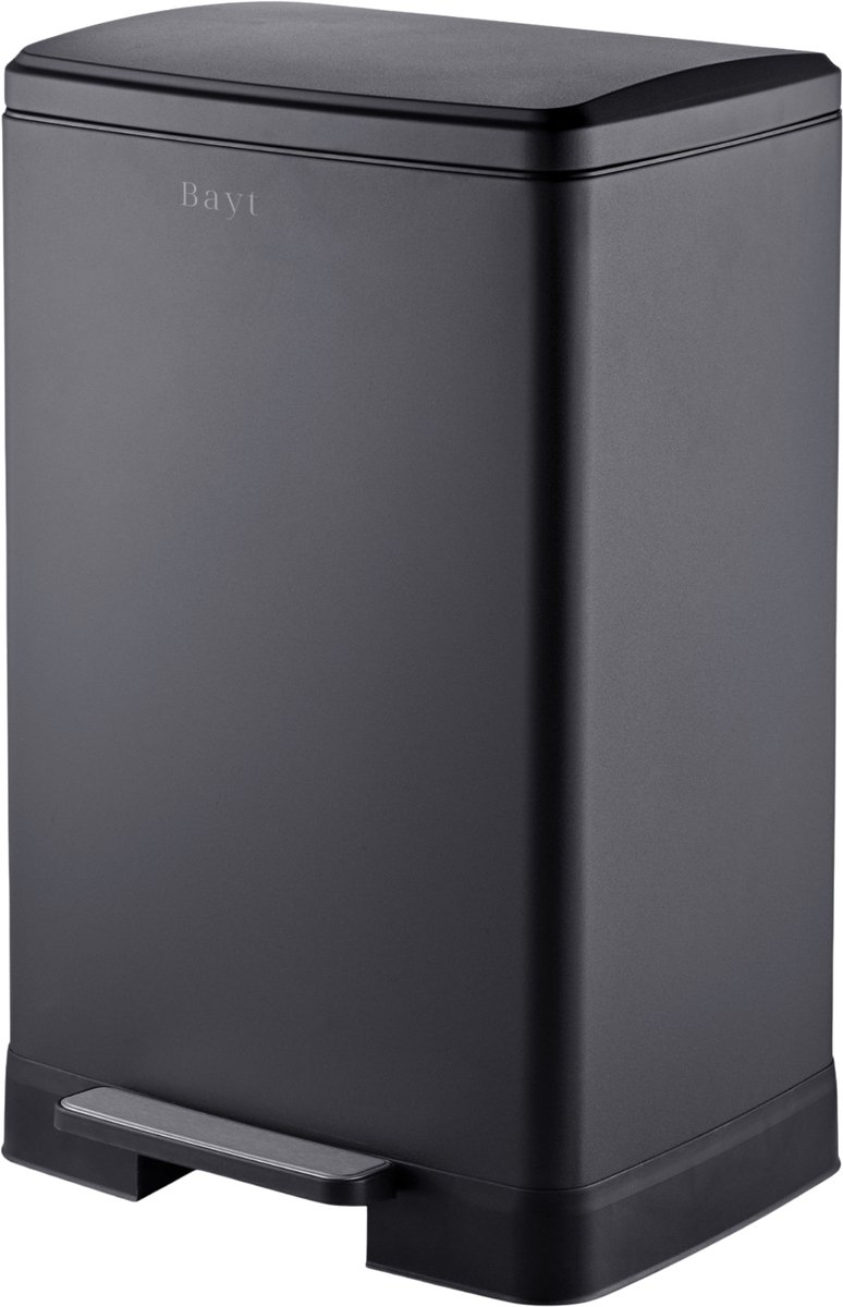 Bayt Prullenbak - Prullenbak 60 Liter - Pedaalemmer 60 liter - Vuilnisbak 60 liter - Afvalbak - RVS - Zwart