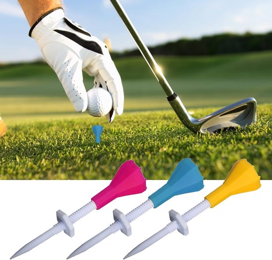 Golf tee set - 5-delig - In hoogte verstelbaar - Verstelbare limiter - Geel van GOLF — afbeelding 4