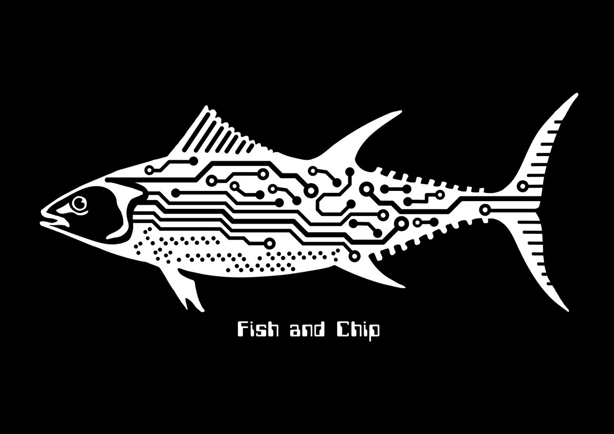 The Fish & Chip Print - zwart-wit grafisch ontwerp - A4