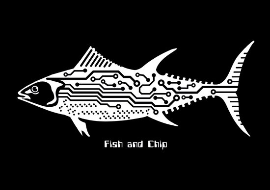 The Fish & Chip Print - zwart-wit grafisch ontwerp - A4