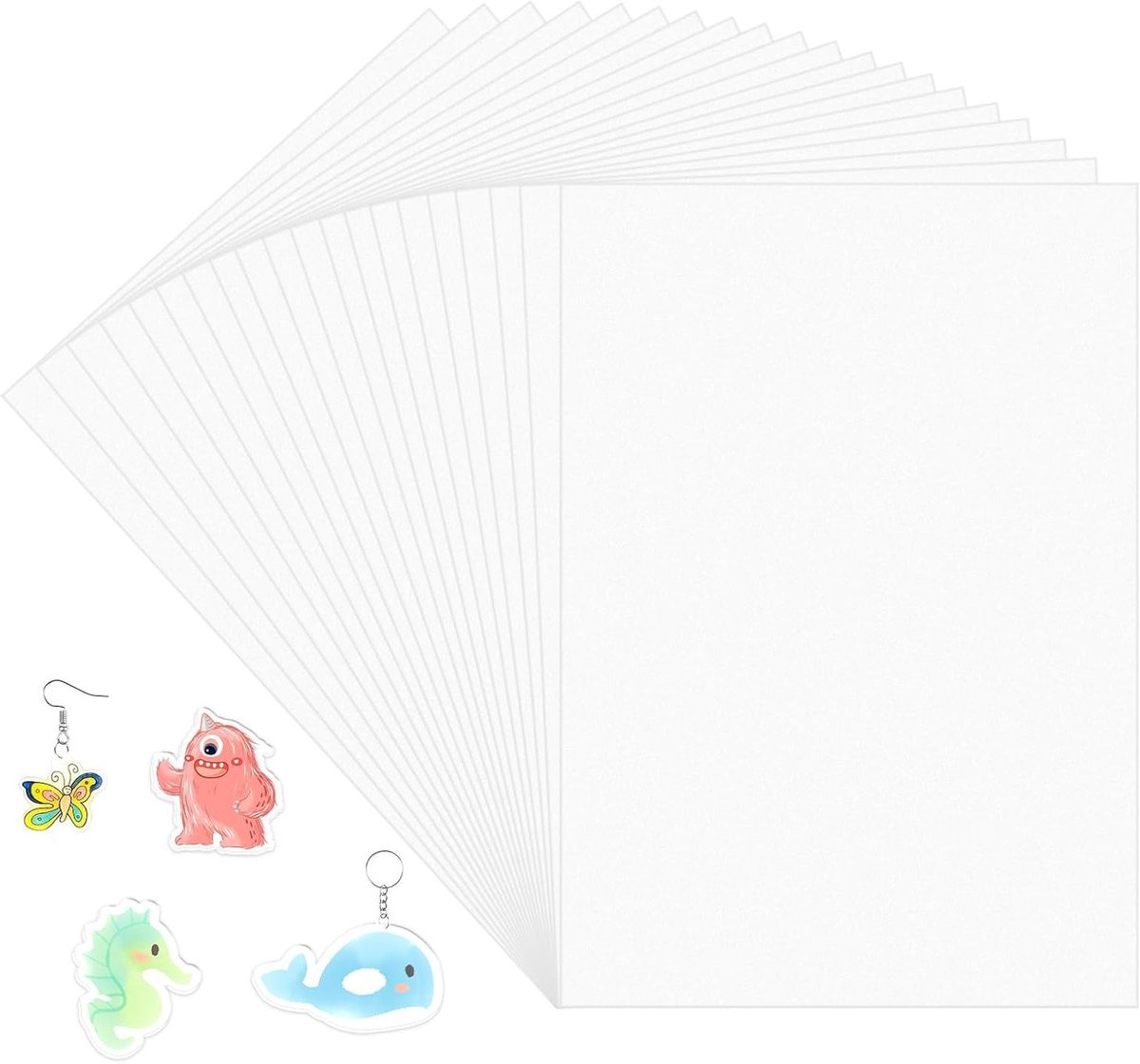 A4 Matte Shrink Film Bladen - 20 Stuks Transparante Krimpfolie voor Sleutelhangers en Oorbellen - Dikte 0.3 mm