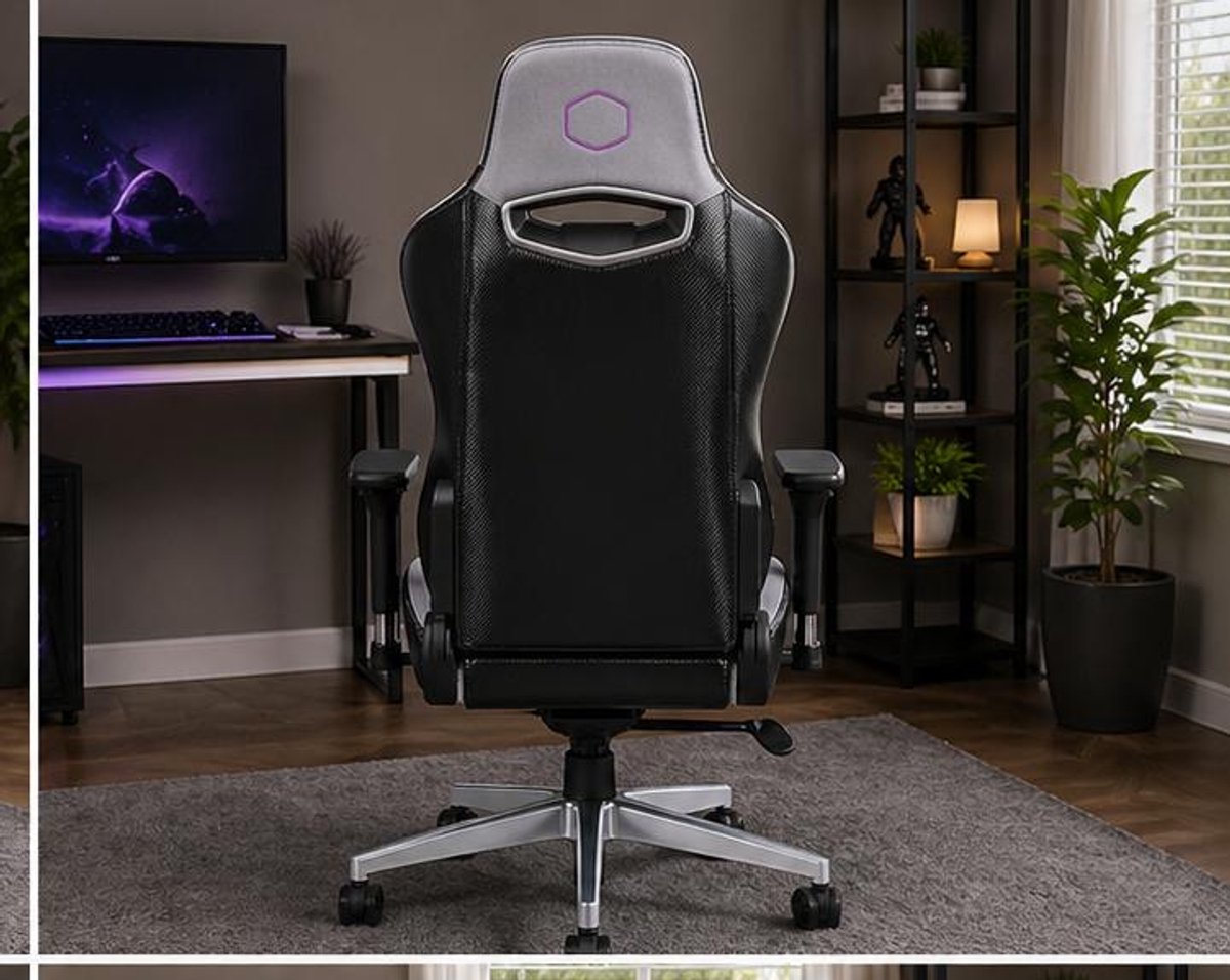 Gaming stoel ergonomisch 70,1 x 71,9 x 137,9 cm – 360° draaibare bureaustoel met hoge rugleuning, 4D armleuningen, memory foam hoofdsteun & lendensteun, PU-leer, inclusief bekerhouder – Vermissen