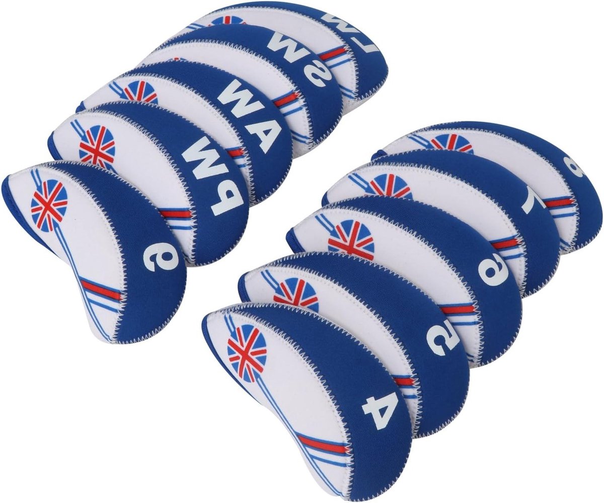 Golf Club Iron Covers - Beschermhoezen voor IJzers, Set van 10 voor Diverse Merken - Blauw en Duurzaam