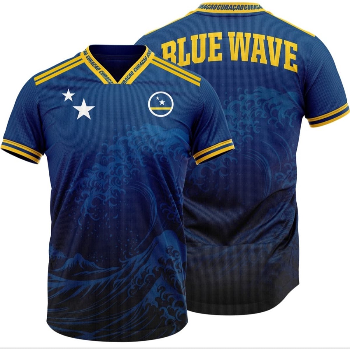 Trinewear WK T-shirt “Blue Wave” – Curaçao geïnspireerd – unisex – blauw 128