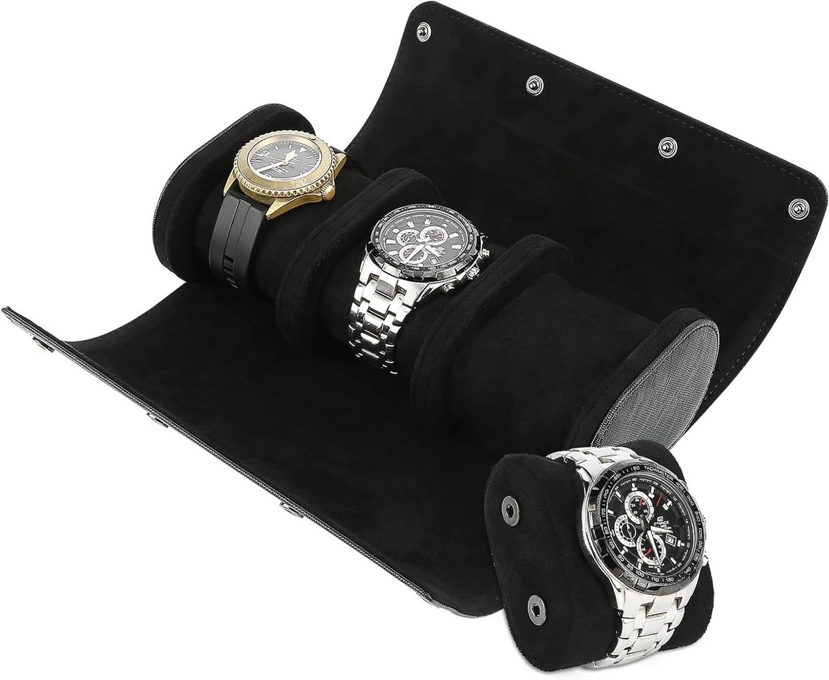 3 Slots Cylindrische Horloge Roll Case Box voor het Veilig Opbergen van Horloges en Accessoires