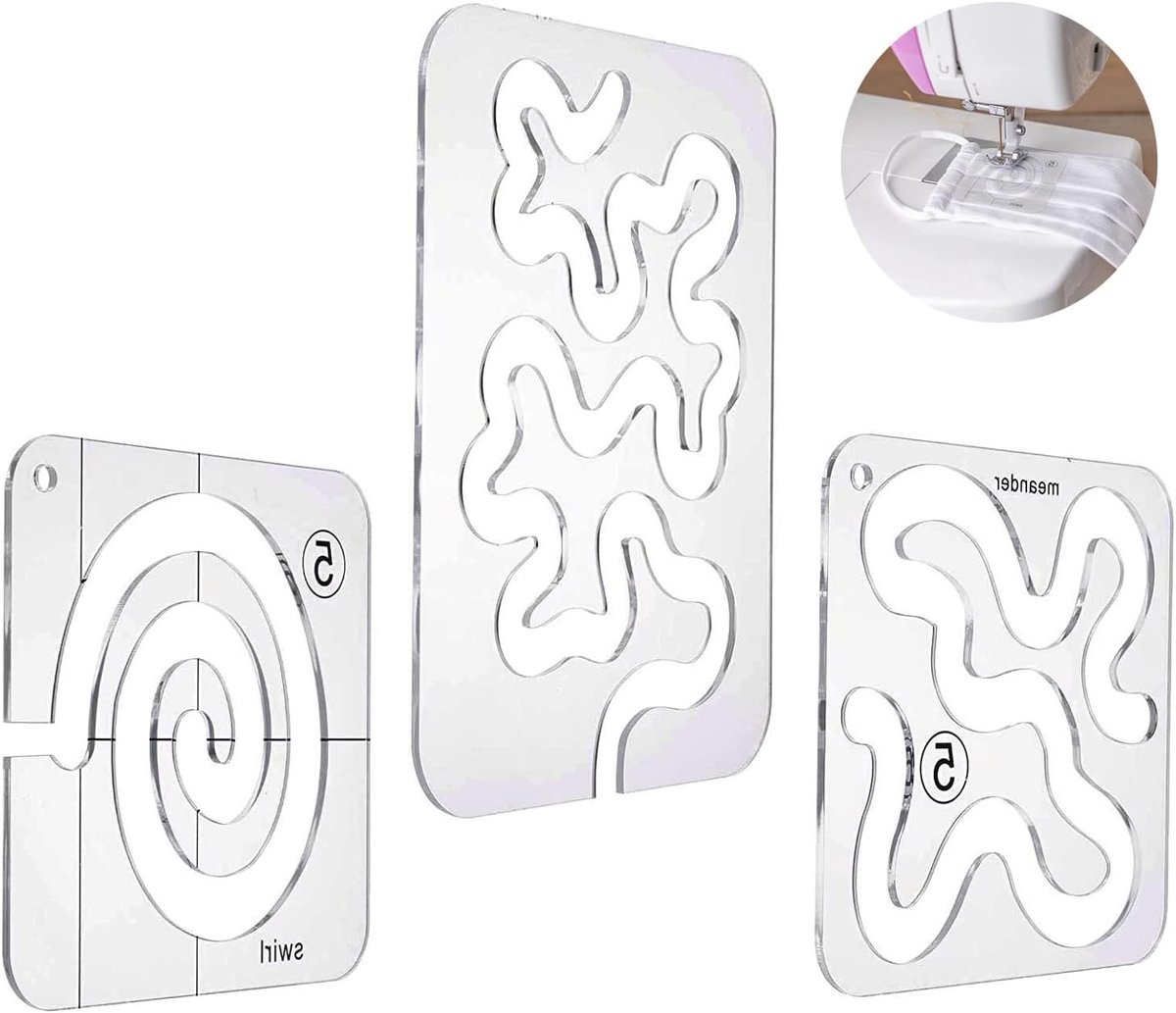 Set van 3 Transparante Quilting Templates voor Vrije Beweging - Acryl Quilting Rulers en Stencils voor DIY Patchwork en Naaiwerk