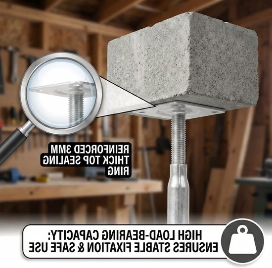 Set van 4 Verstelbare Poststeunen, Hoogte Instelbaar van 100-140 mm, Schroefbare Steunen voor Houten Balken, Ideaal voor Hekken, Schuilplaatsen en Carports — afbeelding 4