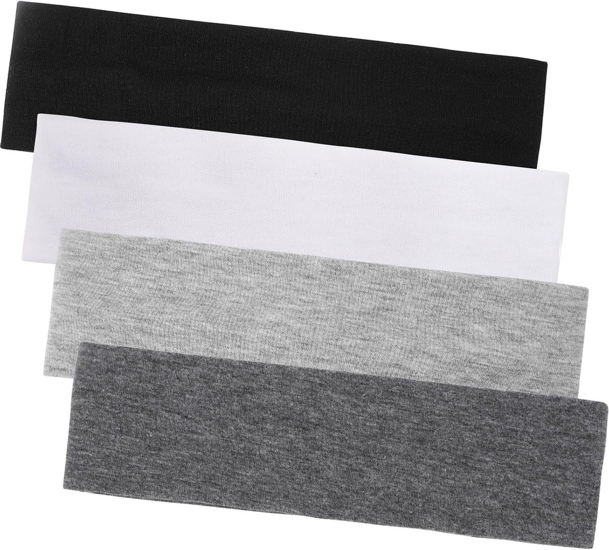 Set van 4 Elastische Haarbanden voor Vrouwen in Diverse Kleuren - Ideaal voor Sport, Hardlopen en Yoga (Zwart, Wit, Grijs, Donkergrijs)