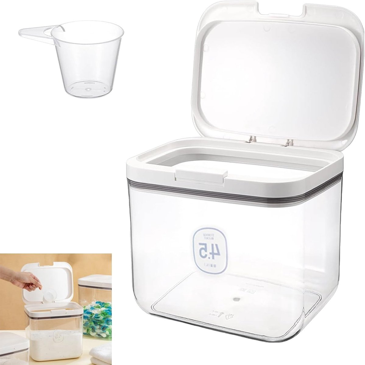Opslagcontainer voor Wascapsules 4.5L - Organizer voor Wasmiddel, Was Pods en Meetbeker