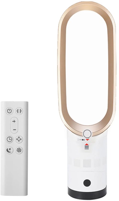 Bladloze torenventilator 24 inch Pelor met luchtreiniger, 10 snelheden, stille modus, koelfilter, veilig