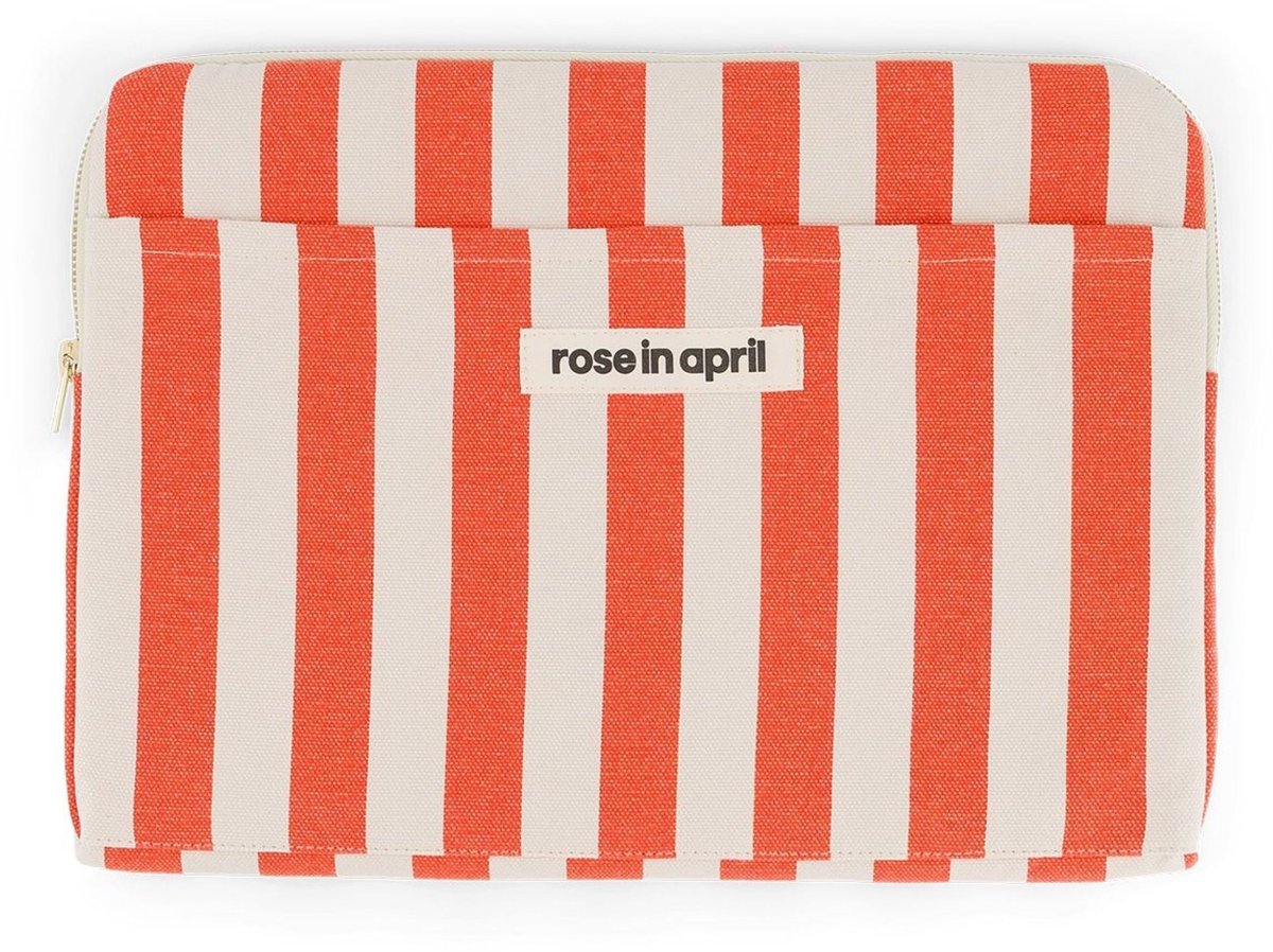 Rose in April | Laptophoes 13&14" - Beige Rood Strepen