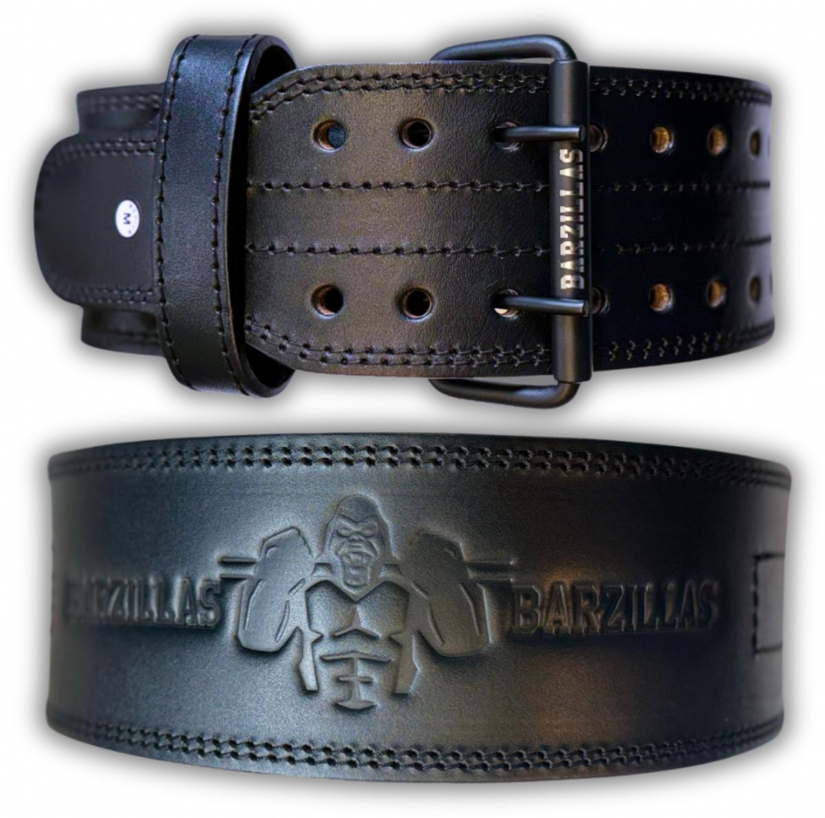 Barzillas Powerlifting Belt 10mm – Leren Lifting Belt 10cm Breed – Heavy Lifting Support – Voor Squat, Deadlift & Press – Gespsluiting – Large
