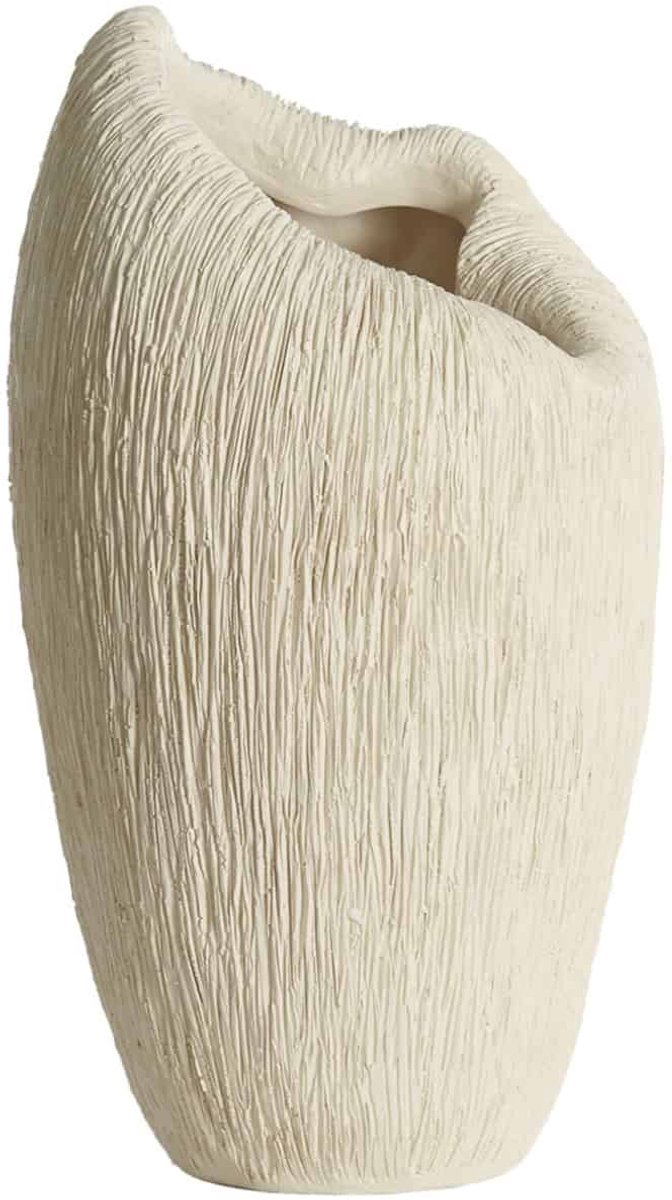 Light & Living Vaas Denisa - Crème - 28x26.5x50cm - Kunststof - Modern - Bloemenvaas - Woondecoratie - Decoratieve vaas voor woonkamer of slaapkamer Wit