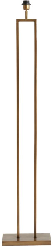 Slanke, bronzen staande lamp met vierkante voet en rechthoekig frame.