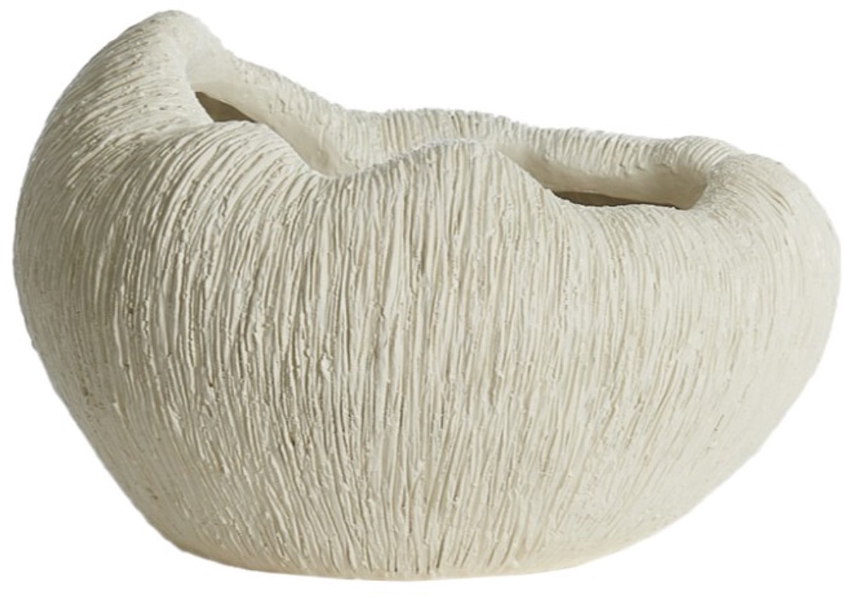 Light & Living Vaas Denisa - Crème - 34x28x21cm - Kunststof - Modern - Bloemenvaas - Woondecoratie - Decoratieve vaas voor woonkamer of slaapkamer Wit