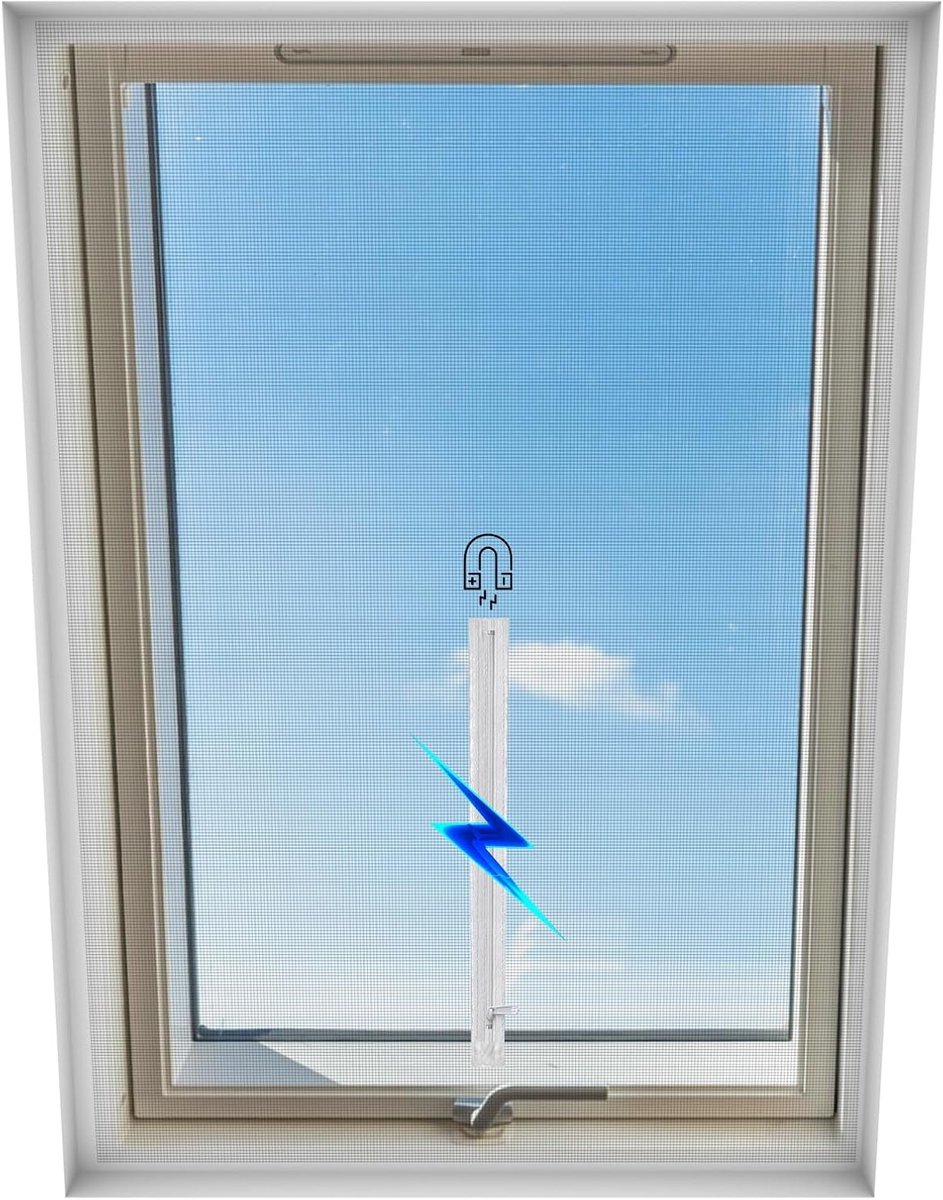 Insectenwerend Hor voor Dakraam met Magnetische Toegang - Muggennet met Rits (Wit, 100 x 130 cm) - Ideaal voor Bescherming tegen Vliegen en Insecten