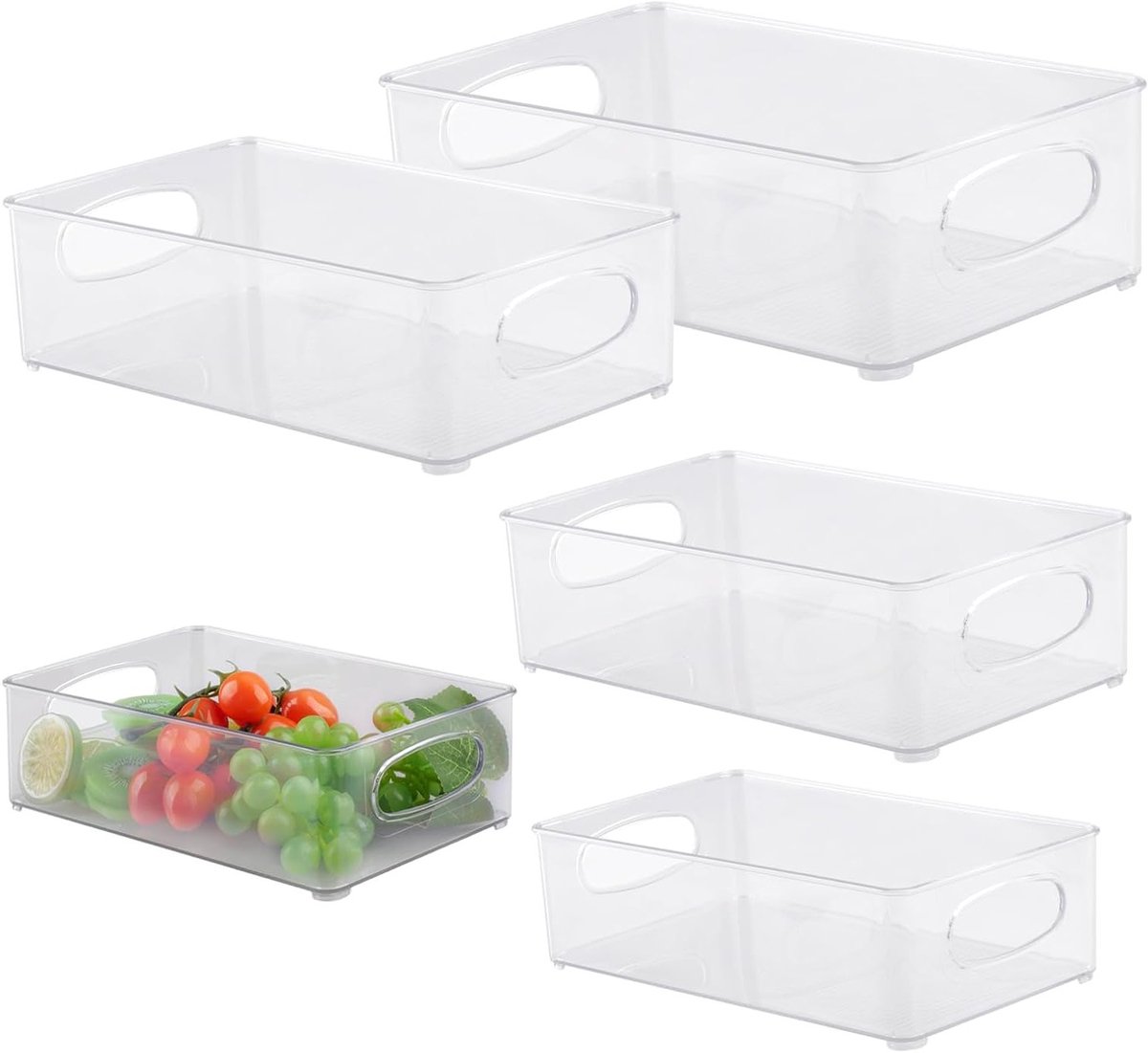 5-delige Stapelbare Koelkast Organisator Set met Handvatten voor Keuken en Vriezer