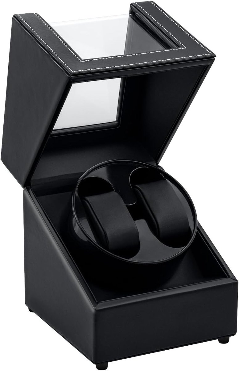 Automatische Dubbele Horloge Winder met USB-DC Opladen, PU Leer, Rotating Box voor Twee Horloges