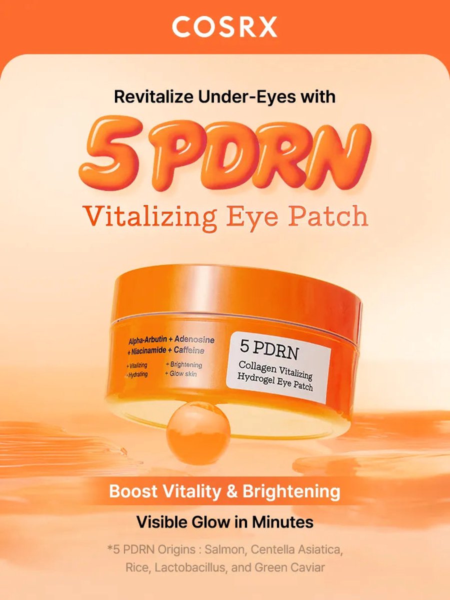 COSRX 5-PDRN Complex Collagen Eye Patches - Oogverzorging - Hydrogel oogmasker - PDRN collageen formule - Tegen donkere kringen & wallen - 60 Patches