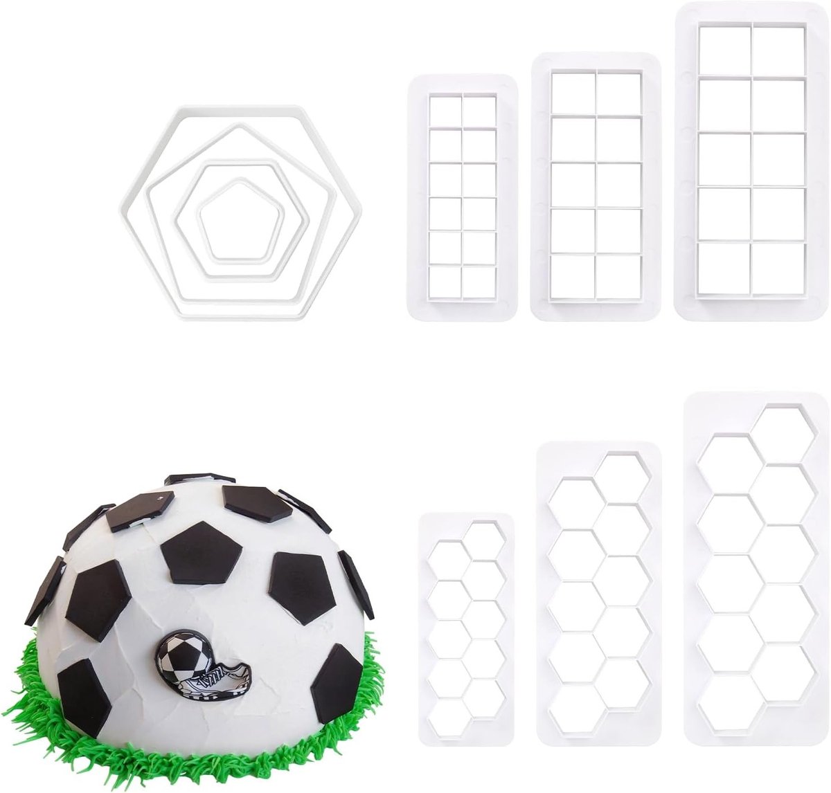 Creatieve 10-delige set met fondantvormen voor het maken van voetbaldecoraties en koekjes
