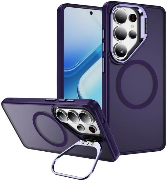 Hoesje Geschikt voor Samsung Galaxy S26 Ultra - Compatibel met MagSafe & Qi2 - Back Cover met Standaard - Camera Kickstand - Paars